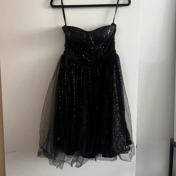 Ark and Co Black Strapless Sequin Holiday Dress Size Small - Picture 2 of 11